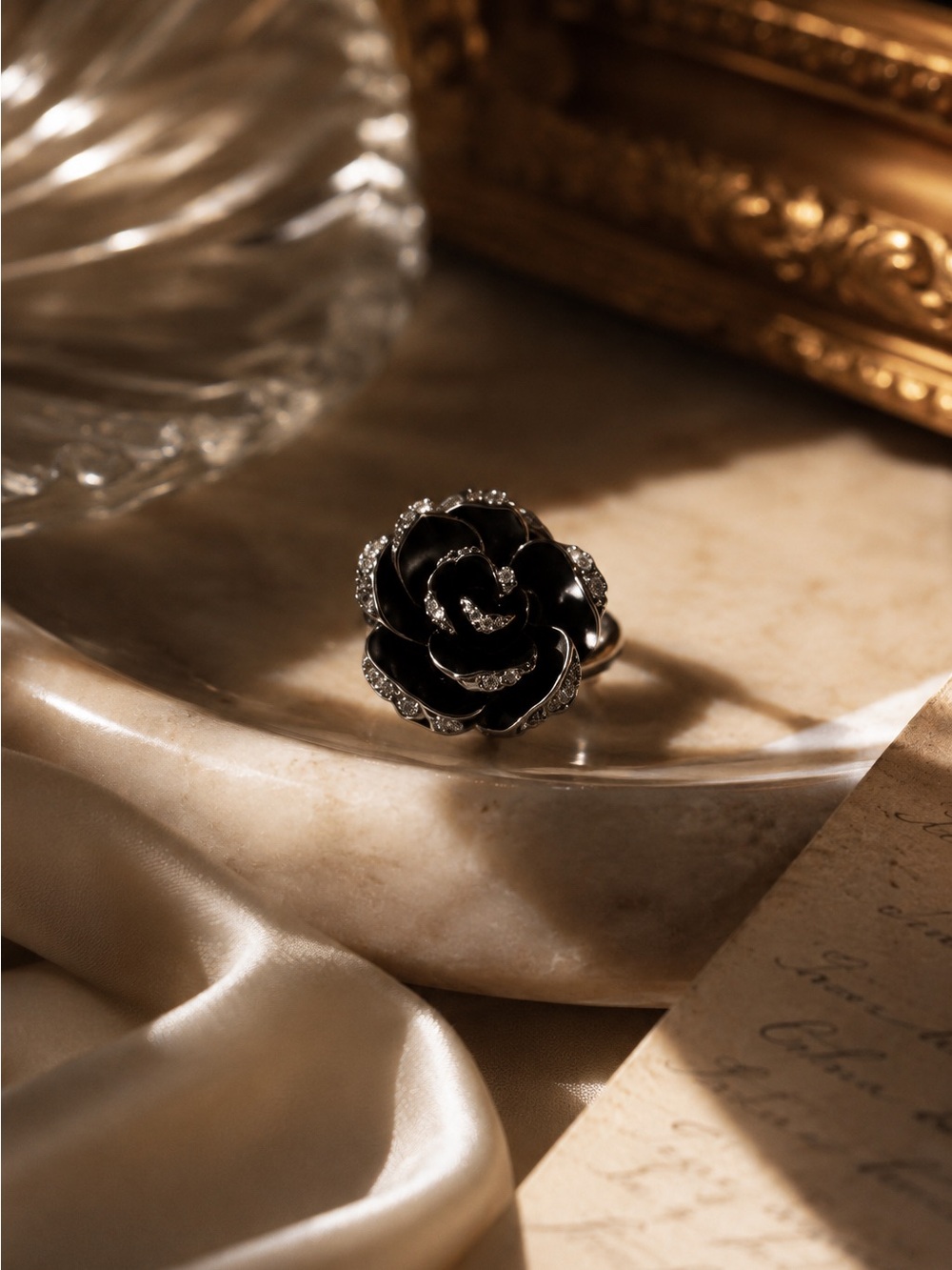 Black Rose Statement Ring for Women - Picture 2 of 3